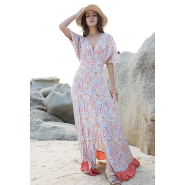 Last Qeen rpaisley-mintás, bohém-elegáns maxiruha