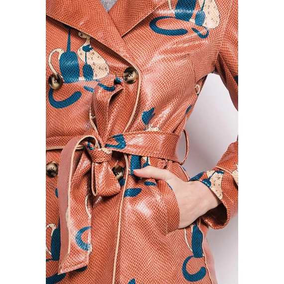 AZAKA Paris cica mintás bőrhatású textil kabát