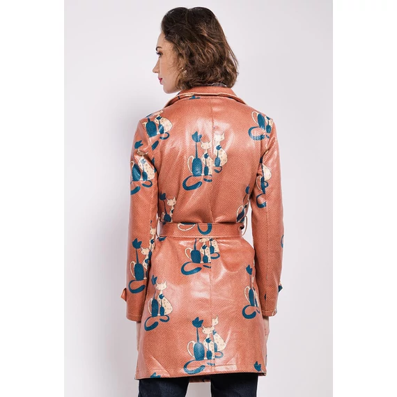 AZAKA Paris cica mintás bőrhatású textil kabát