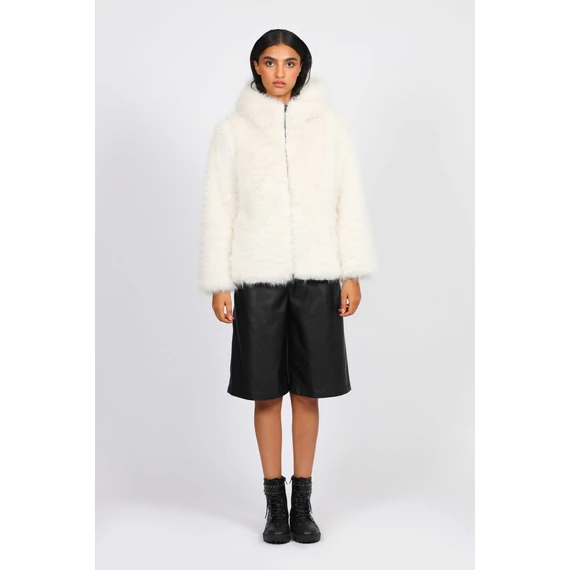 NAF NAF törtfehér színű kapucnis bunda