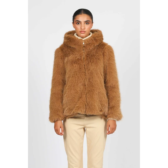 NAF NAF camel színű kapucnis bunda