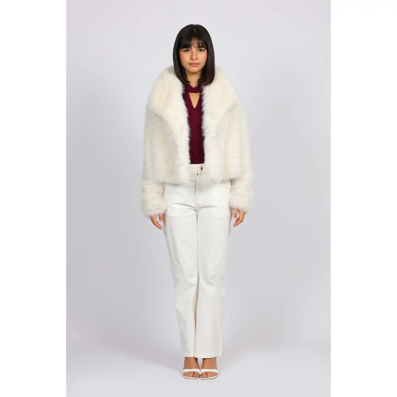 NAF NAF törtfehér színű rövid szabású sálgalléros bunda