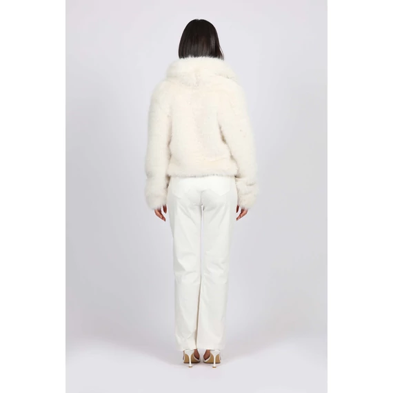 NAF NAF törtfehér színű rövid szabású sálgalléros bunda