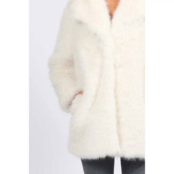 NAF NAF törtfehér színű középhosszú szabású sálgalléros bunda