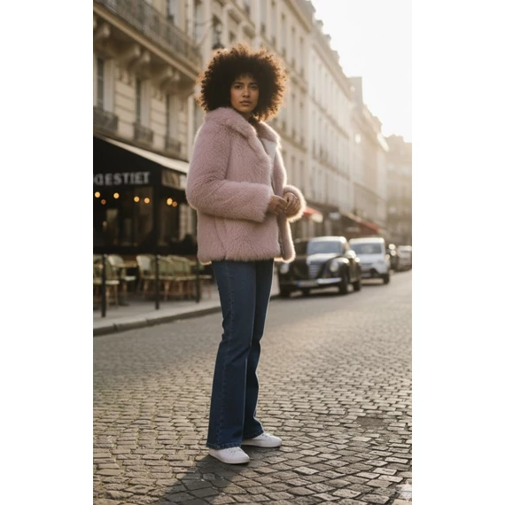 NAF NAF púderrózsaszín kapucnis bunda