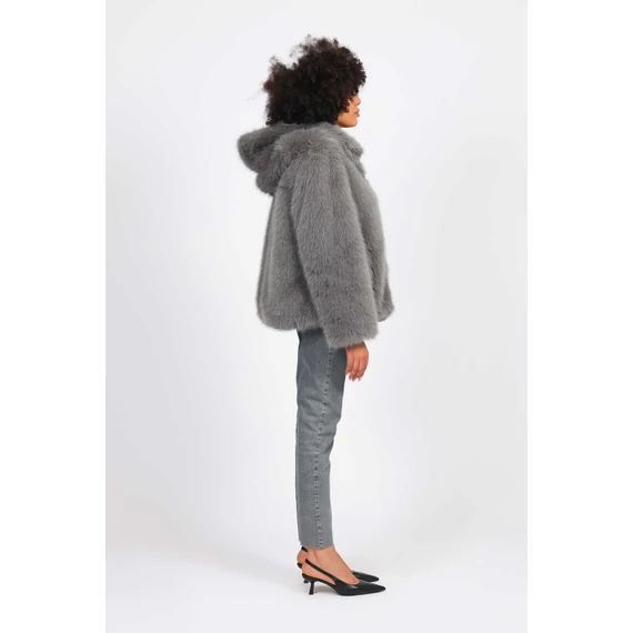 NAF NAF szürke színű kapucnis bunda