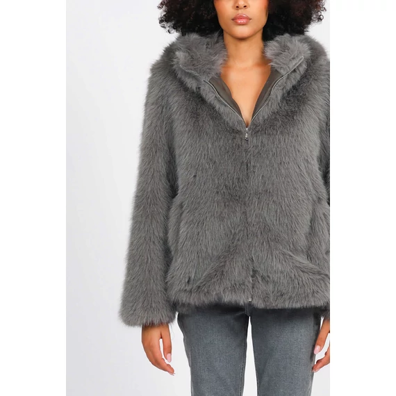 NAF NAF szürke színű kapucnis bunda