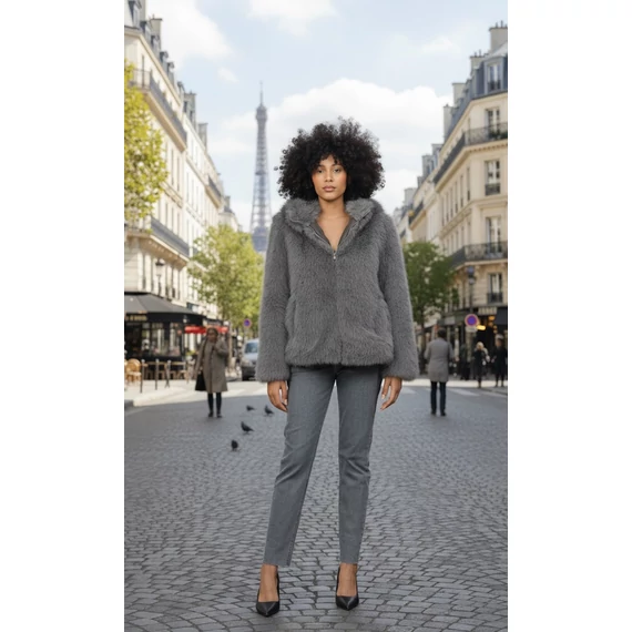 NAF NAF szürke színű kapucnis bunda