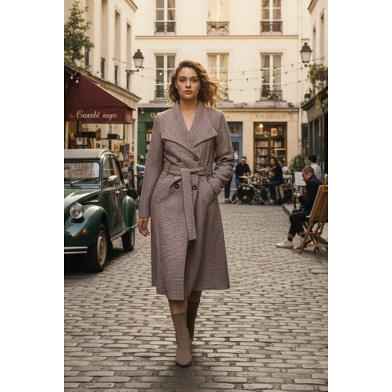 NAF NAF klasszikus, karcsúsított, francia tyúklábmintás szövetkabát 