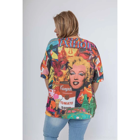 Vintage hangulatú Marilyn Monroe mintájú, rövid ujjú felső, 36-46 méretig