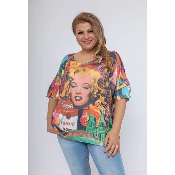 Vintage hangulatú Marilyn Monroe mintájú, rövid ujjú felső, 36-46 méretig