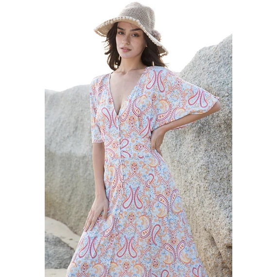 Last Qeen rpaisley-mintás, bohém-elegáns maxiruha