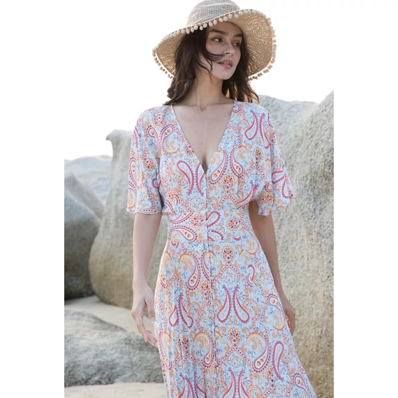 Last Qeen rpaisley-mintás, bohém-elegáns maxiruha