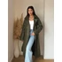 Kép 2/3 - KOOLOOK khaki színű, hosszú műbőr kabát