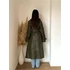 Kép 3/3 - KOOLOOK khaki színű, hosszú műbőr kabát
